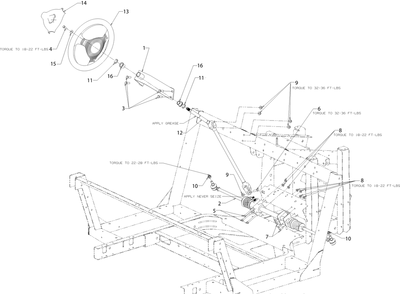 Steering Diagram and Parts List for 747EFI4X4 (37AM485D010)(2017) Cub Cadet Lawn Tractor Accessories